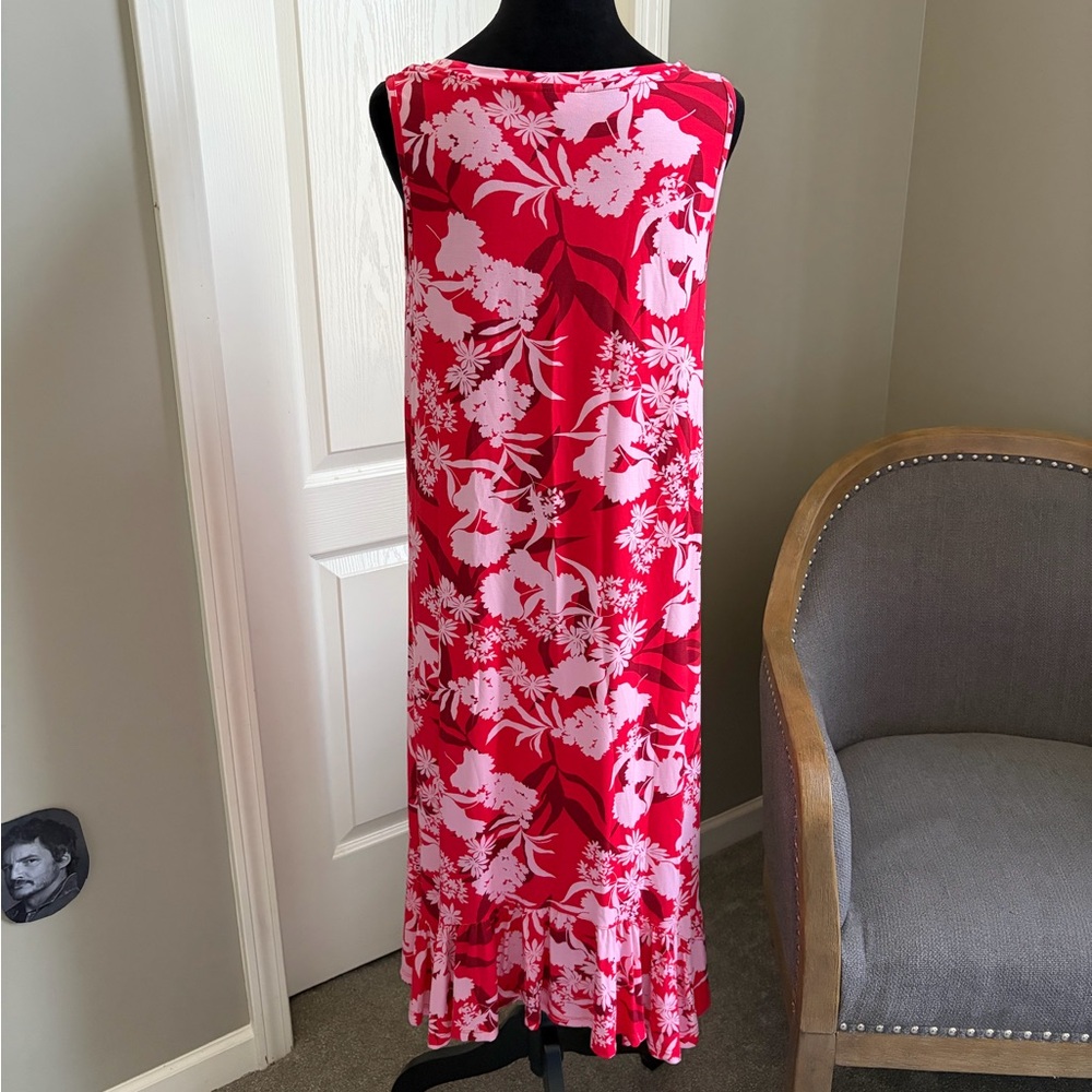 LOGO by Lori Goldstein Red and White Floral Maxi Dress - Picture 3 of 7